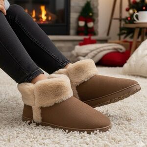 Jessica Simpson Micro Suede Faux Fur Bootie Slippers Size XL (9–10) NWT